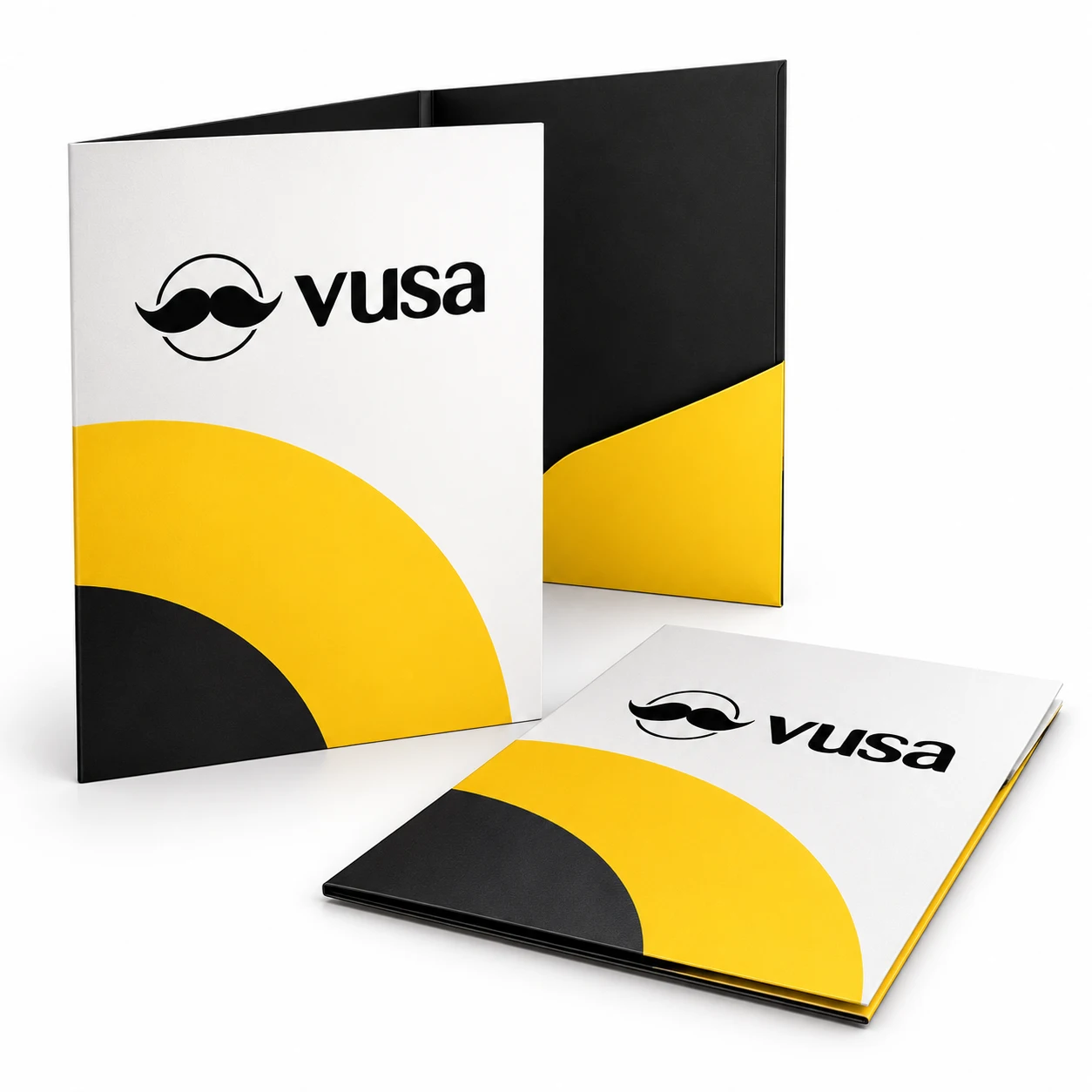 Foldery reklamowe — mockup VUSA bez sloganu